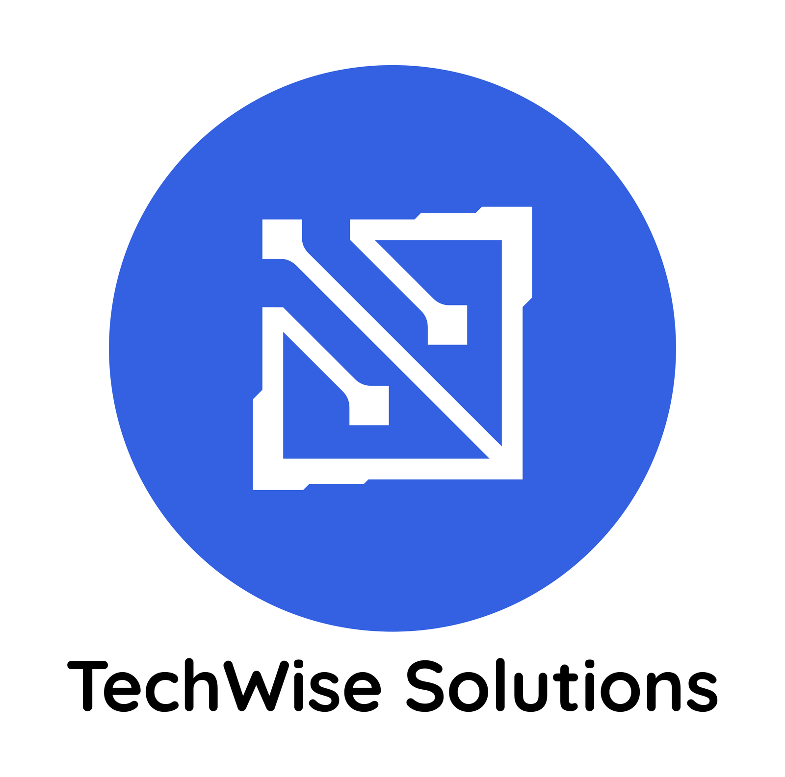 a blue circle with white logo