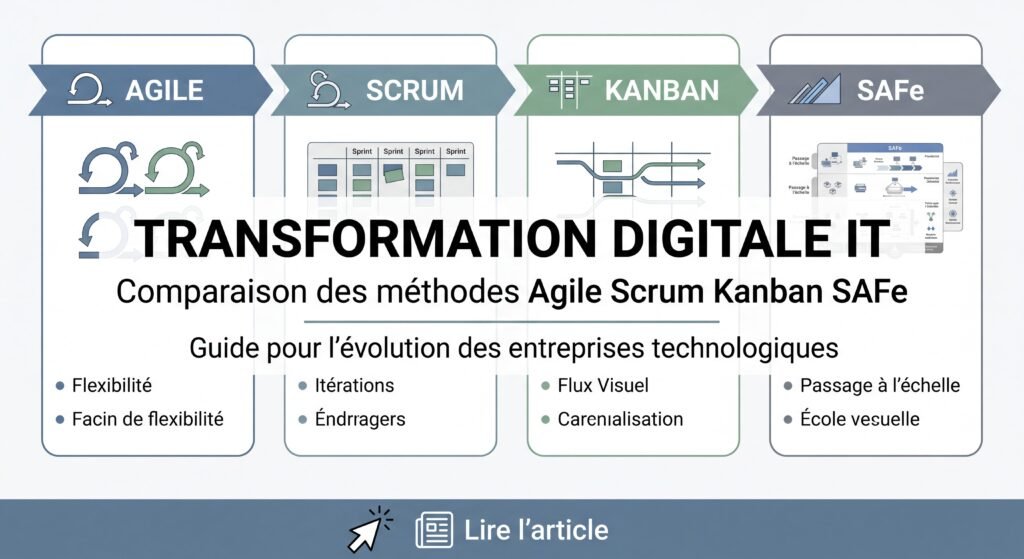 Comparaison des méthodes Agile Scrum Kanban SAFe pour la transformation digitale des entreprises IT